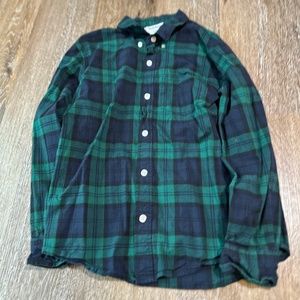 Boy's Blue & Green Plaid Button-Up Shirt